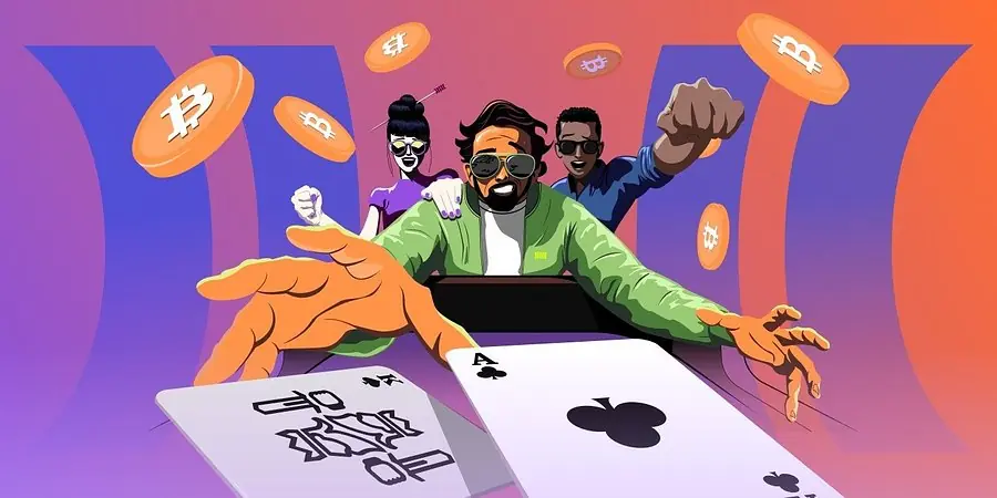 Crypto coins and payment cards illustration from Cloudbet